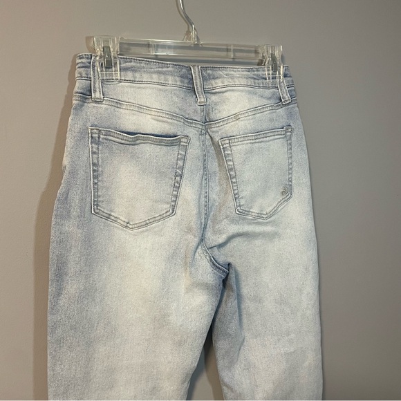 Indigo Rein Y2K Patchwork Jeans Light Wash Cuffed Sz 7 W27 L27 Button Fly Cuffed - Picture 5 of 13